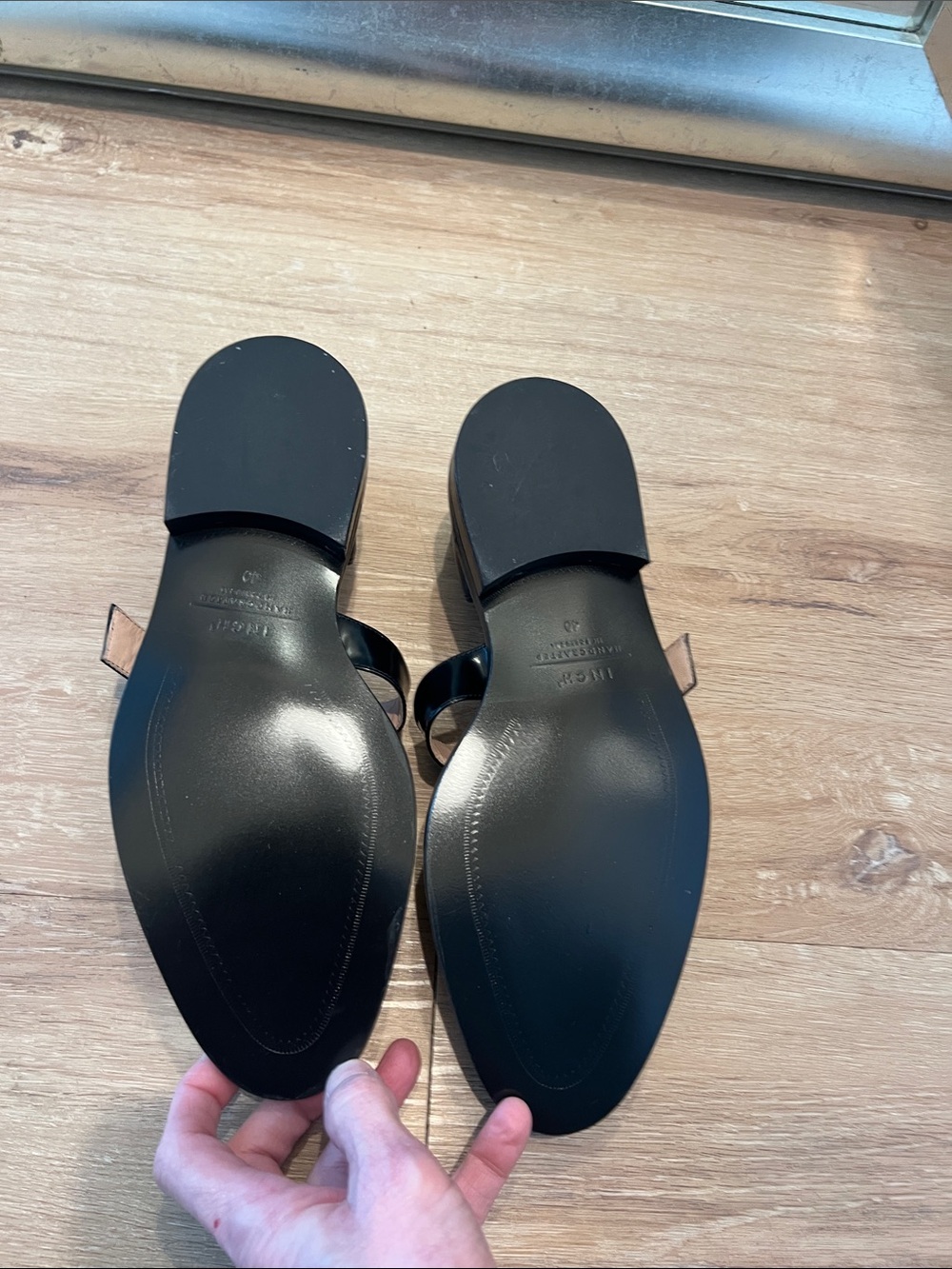 INCH² Caviar Black Leather Mary Jane Flats Size EU 40/US 10 - Picture 9 of 10
